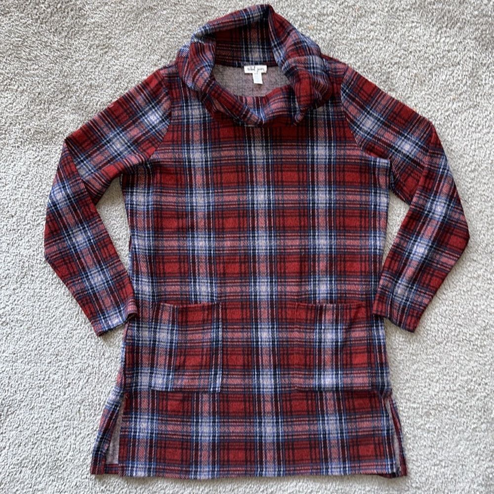 Tribal Jeans Petite Plaid Fleece Tunic Top!
